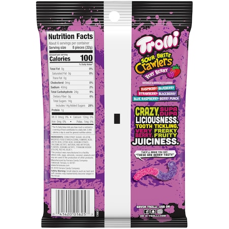 Trolli Trolli Very Berry Sour Brite Crawlers 6.3 oz. Peg Pack, PK8 1625